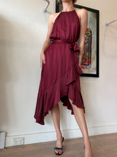 Load image into Gallery viewer, Zimmermann - Silk Flounce Picini Midi Dress - Burgundy - 3 - RRP $395
