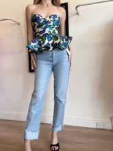 Load image into Gallery viewer, Ronny Kobo - Tara Bustier Top w Peplum  - Floral Green Purple - S
