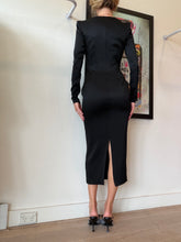 Load image into Gallery viewer, Alex Perry - Satin Crepe Sweetheart Cut Out L/S Dress - Black - 8 - NWT - RRP$2700
