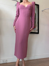 Load image into Gallery viewer, Alex Perry - Stretch Crepe Portrait Sweetheart Cup L/S Dress - Rose - 12 - NWT -RRP$2100
