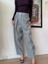 Load image into Gallery viewer, See by Chloe - Pleated Cropped carrot leg Pants - Grey Check - 12
