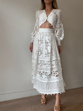 Load image into Gallery viewer, Zimmermann - Corsage Pompom Embellished Bodice  &amp; Midi  Skirt Set - White - 0
