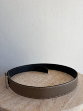 Load image into Gallery viewer, Hermes - H au Carre Epsom Reversible Leather belt - Taupe/Black w Silver Hardware  - 95 -  RRP$1520
