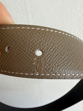 Load image into Gallery viewer, Hermes - H au Carre Epsom Reversible Leather belt - Taupe/Black w Silver Hardware  - 95 -  RRP$1520
