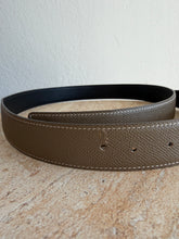 Load image into Gallery viewer, Hermes - H au Carre Epsom Reversible Leather belt - Taupe/Black w Silver Hardware  - 95 -  RRP$1520
