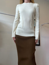 Load image into Gallery viewer, Victoria Beckham - Wool Blend LS Ribbed Jumper - Ivory - 3
