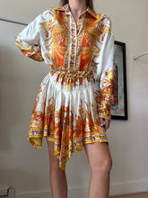 Load image into Gallery viewer, Zimmermann - The Brightside Placement silk Shirt &amp; Asymmetrical Skirt Set - Orange - 0

