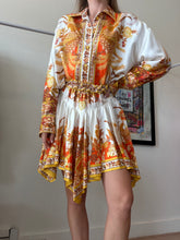 Load image into Gallery viewer, Zimmermann - The Brightside Placement silk Shirt &amp; Asymmetrical Skirt Set - Orange - 0
