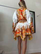 Load image into Gallery viewer, Zimmermann - The Brightside Placement silk Shirt &amp; Asymmetrical Skirt Set - Orange - 0
