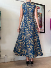 Load image into Gallery viewer, Leo Lin - Nicole V neck Midi Dress - Blue/Gold Floral  - 8
