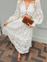 Load image into Gallery viewer, Zimmermann - Corsage Pompom Embellished Bodice  &amp; Midi  Skirt Set - White - 0
