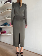 Load image into Gallery viewer, Alex Perry - Satin Crepe L/S Layered Sweetheart Corset Dress - Khaki - 12 - NWT
