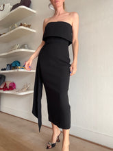 Load image into Gallery viewer, Alex Perry - Crepe Strapless Cuff Dress w Waist Sash  - Black - 10 - NWT
