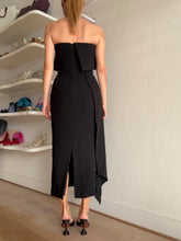 Load image into Gallery viewer, Alex Perry - Crepe Strapless Cuff Dress w Waist Sash  - Black - 10 - NWT

