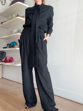 Load image into Gallery viewer, Alex Perry - Tie Shirt &amp; Tailored Pants Wool Suit - Pinstripe - 10 - NWT
