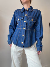 Load image into Gallery viewer, Aje - Elodi Corset Denim Shirt - Dark Classic Wash - 12 - BNWT - RRP $329
