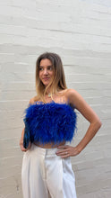 Load image into Gallery viewer, Club L - Ostrich Feather Tube Top - Cobalt - 10
