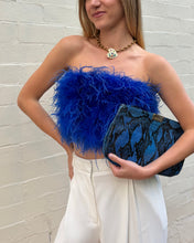 Load image into Gallery viewer, Club L - Ostrich Feather Tube Top - Cobalt - 10
