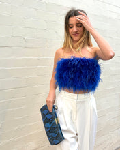 Load image into Gallery viewer, Club L - Ostrich Feather Tube Top - Cobalt - 10
