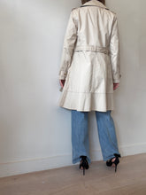 Load image into Gallery viewer, Kate Spade - Trench Coat w ruffle hem - Beige w blue - S
