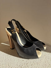 Load image into Gallery viewer, Fendi - Peeptoe Slingback Heels - Black - 37
