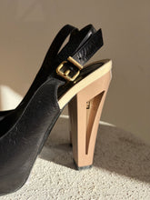 Load image into Gallery viewer, Fendi - Peeptoe Slingback Heels - Black - 37
