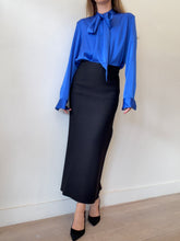 Load image into Gallery viewer, Alex Perry - Fallon Satin Crepe Bow Shirt - Bluebell - 10 - NWT
