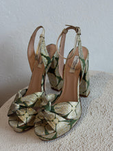 Load image into Gallery viewer, L K Bennett - Annabella High Block Heels - Gold/Green - 37
