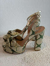 Load image into Gallery viewer, L K Bennett - Annabella High Block Heels - Gold/Green - 37
