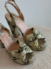 Load image into Gallery viewer, L K Bennett - Annabella High Block Heels - Gold/Green - 37
