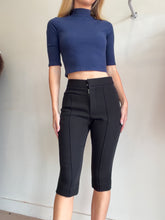 Load image into Gallery viewer, Reformation - Ribbed Mock Neck 3/4 Sleeve Top - Navy - S
