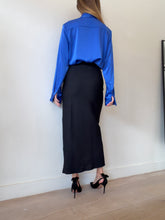 Load image into Gallery viewer, Alex Perry - Fallon Satin Crepe Bow Shirt - Bluebell - 10 - NWT
