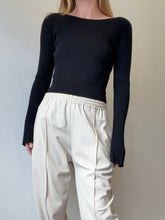 Load image into Gallery viewer, Assembly Label - LS Ribbed boat neck Top - Black - 8
