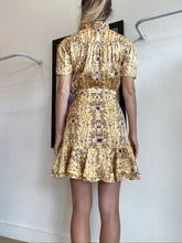 Load image into Gallery viewer, Sandro - Dress  w Belt - Yellow  w Brown Floral - 34
