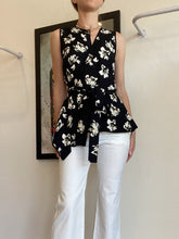 Load image into Gallery viewer, Proenza Schouler - Sleeveless Top - Black w white florals  - 2
