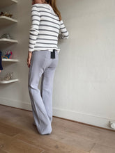 Load image into Gallery viewer, POL - LS Cotton Blend Ribbed knit Jumper - White/Black Thin Stripe - s
