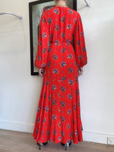 Load image into Gallery viewer, Ganni - Silk Kochhar Floral Wrap Dress - Red - 36 - RRP$675
