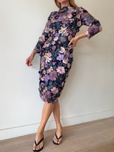 Load image into Gallery viewer, Moss &amp; Spy - Autumn Meadow Shift Midi Dress - Pink /Lilac/Navy - 10 - NWT - RRP$1215
