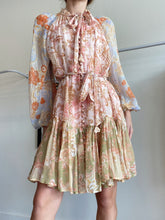 Load image into Gallery viewer, Zimmerman - Postcard  Lantern Floral Mixed Swirl Mini Dress - Peach - 0 - RRP$795
