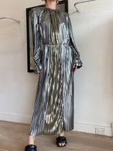 Load image into Gallery viewer, Sabina Musayev - LS Pleated Midi dress - Silver - M
