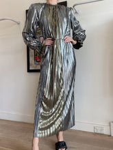 Load image into Gallery viewer, Sabina Musayev - LS Pleated Midi dress - Silver - M
