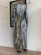 Load image into Gallery viewer, Sabina Musayev - LS Pleated Midi dress - Silver - M
