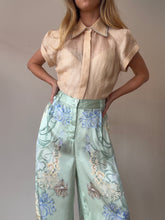 Load image into Gallery viewer, Zimmermann -  Crystal  Embellished  Collar Silk Linen Shirt w Cami - Apricot - 2
