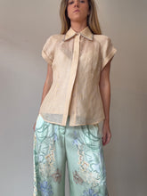 Load image into Gallery viewer, Zimmermann -  Crystal  Embellished  Collar Silk Linen Shirt w Cami - Apricot - 2

