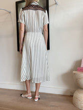 Load image into Gallery viewer, Sandro - Shirt Stripe w Lace Detail Dress - White - 8
