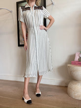 Load image into Gallery viewer, Sandro - Shirt Stripe w Lace Detail Dress - White - 8
