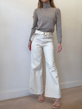 Load image into Gallery viewer, Kivari - Wide Leg Denim Pants w Brown Stitching  - Cream - 8
