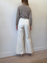 Load image into Gallery viewer, Kivari - Wide Leg Denim Pants w Brown Stitching  - Cream - 8
