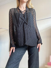 Load image into Gallery viewer, Zimmermann - Sheer Tie Front Blouse - Black - 0
