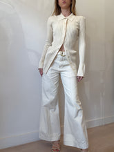 Load image into Gallery viewer, Henne - Collared Longline Ribbed Knit Cardigan - Cream - 8
